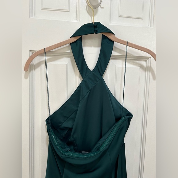 NWOT ✨Aidan Mattox Women's Green Sleeveless Halter-Neck Midi A-Line Dress Size 0 - Picture 5 of 8